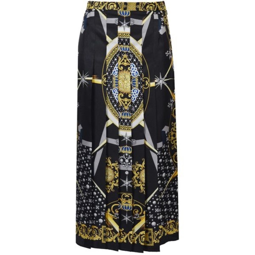 🆕Versace Twill Chain Link Pleated Silk Skirt